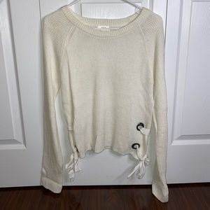 White knit sweat w/ tie detail